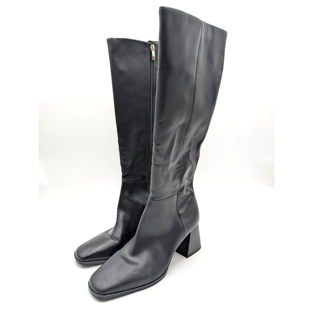 Nordstrom Rack Newbury Block Heel Boots Square Toe Womens Black Sz US9.5M EU39.5